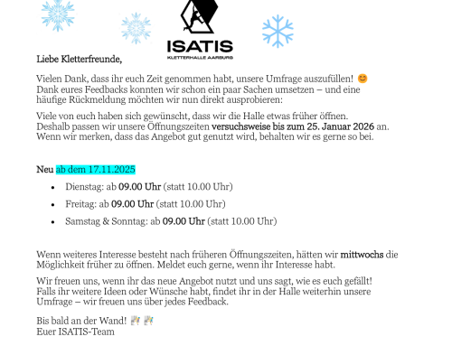 Frühere Öffnungszeiten