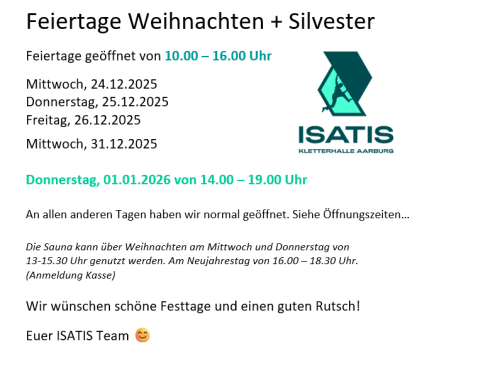 Öffnungszeiten Festtage